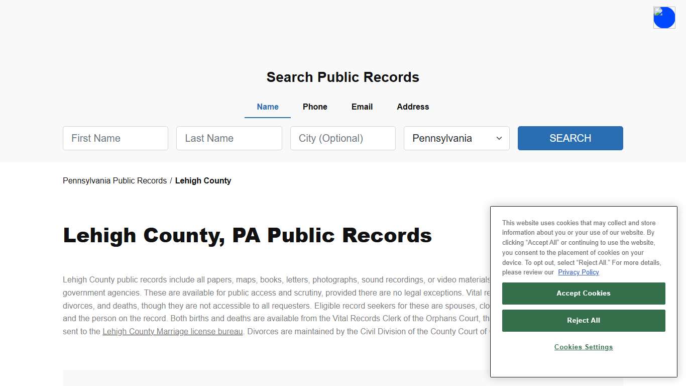 Lehigh County, PA Public Court, Arrest and Inmate Records - ThePublicIndex